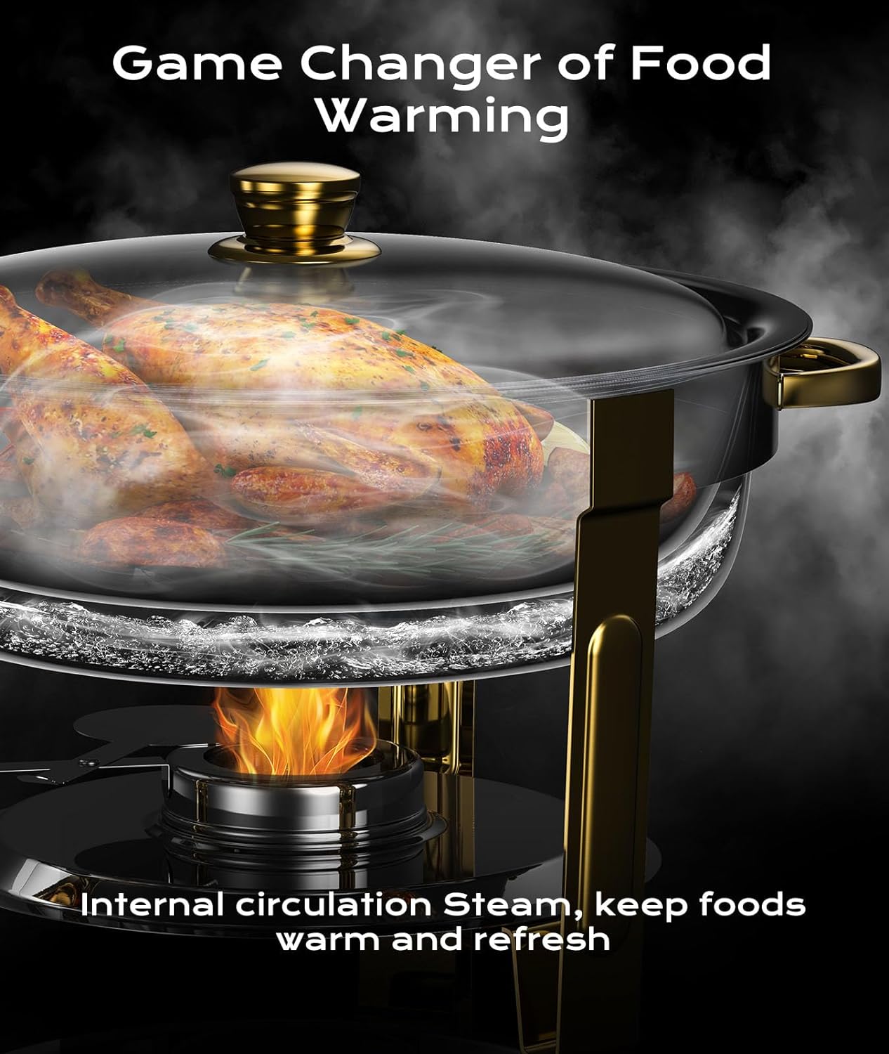 5.5QT/ 9QT Stainless Steel Chafers Chafing Dish Plates Set for Buffet Server Warmer Party-Ready Perfection Full Size Pots Kitchenware Food Warm Cookware Safe Rolled Edge Design Superior Heat Retention Birthdays Weddings