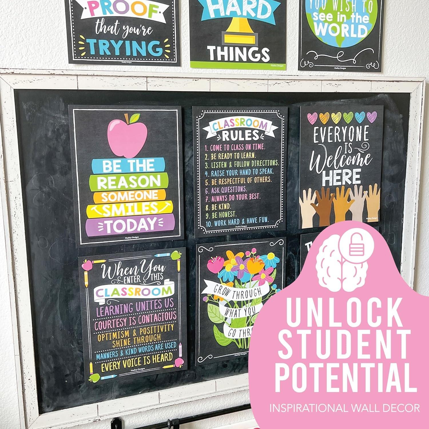 9pcs Frameless Classroom Poster Set, Mental Health & Stress Relief, Educational Decor, Teacher's Choice, Classroom Corner Posters