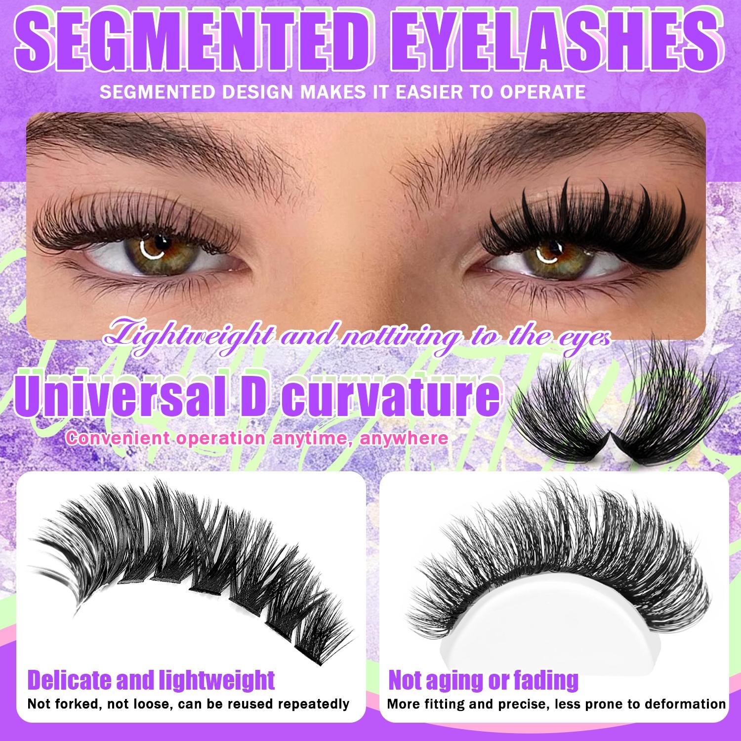 2244/800/244Pcs Spikes Lash Clusters, Ultra-Thick Lash Extension with Spiky and Bottom Lash, Volume Individual Eyelash Extensions, 10-18mm Lengths Reusable DIY Manga Anime Fluffy Lashes, D Curl Fairy Spiky Lash for Dramatic Everyday
