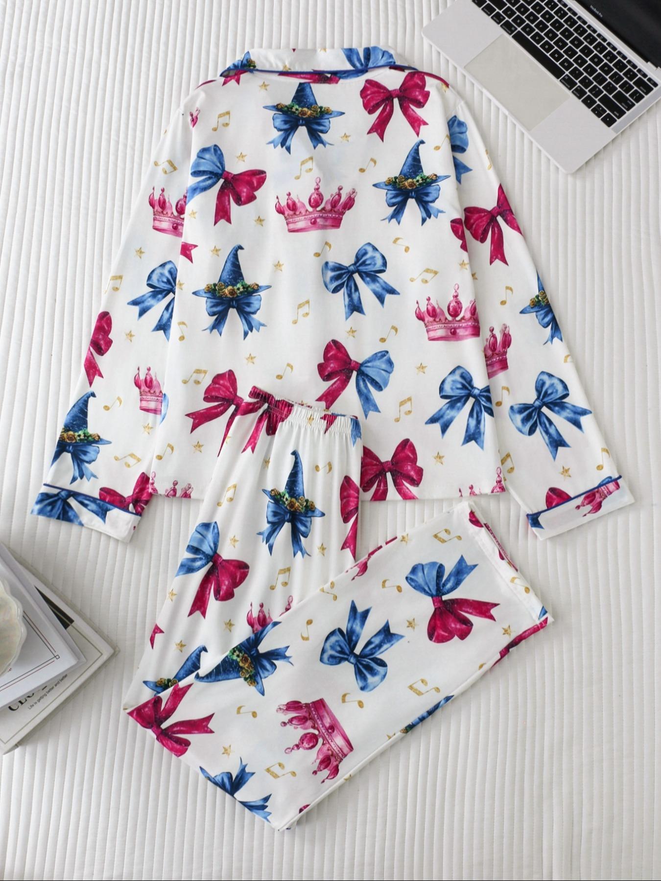 Women's Long Sleeve Striped Pajama Set, Button-Front Top & Elastic Waist Pants, Casual Fitted Sleepwear for Spring & Fall, Casual Comfy Pajama