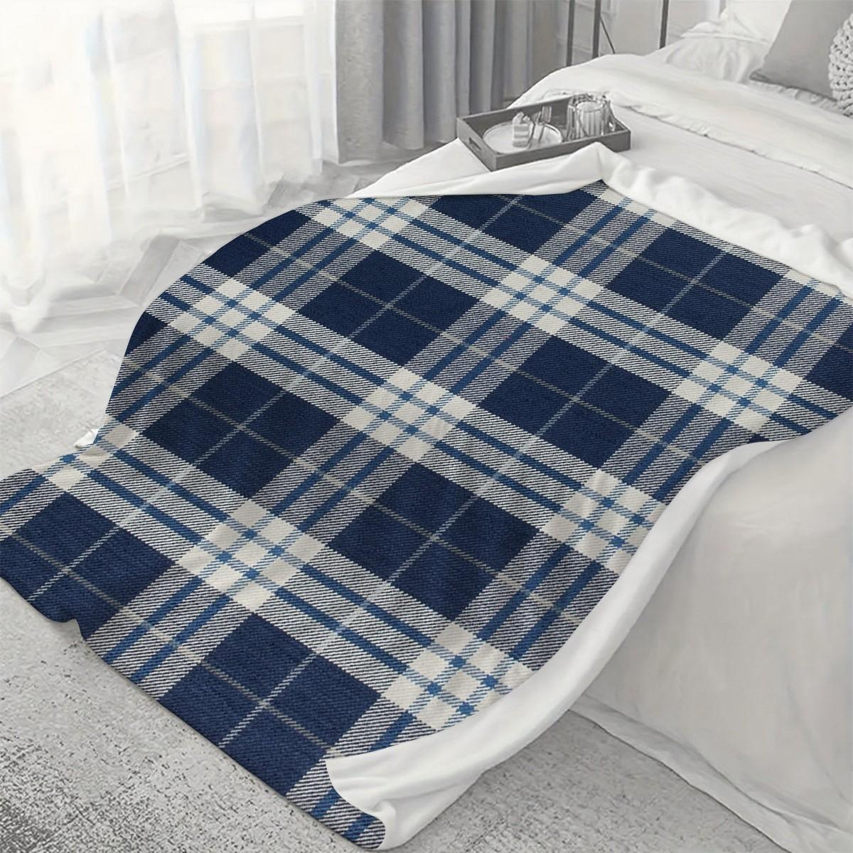 Plaid Flannel Sofa Blanket, Soft Plush Warm Blanket for Men and Women, Comfortable Thick Bedspread, Multiple Colors Available