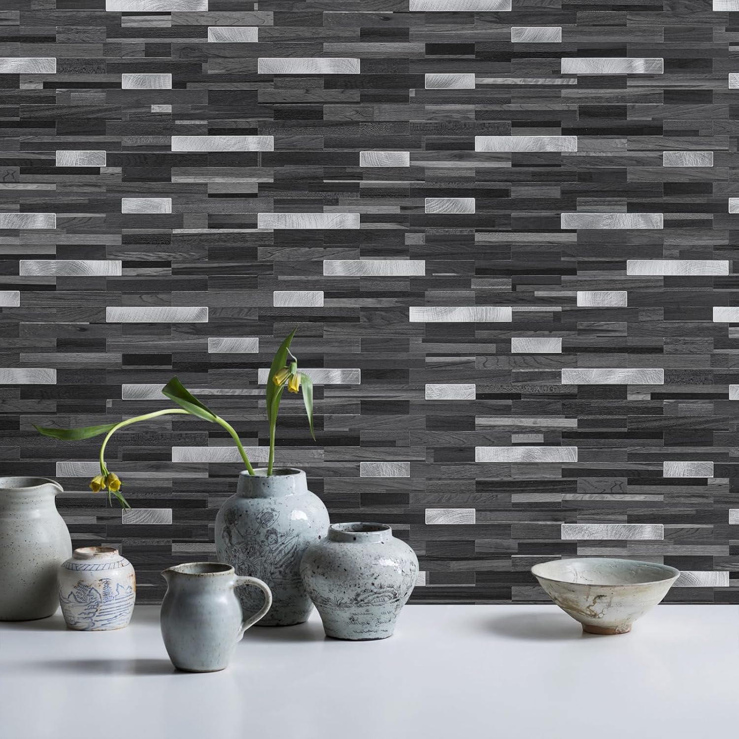 STICKGOO 20Pcs Peel and Stick Backsplash Tile, Stick on Backsplash for Kitchen/Bathroom/RV, Self Adhesive Wall Tiles Marble Pattern Wallpaper