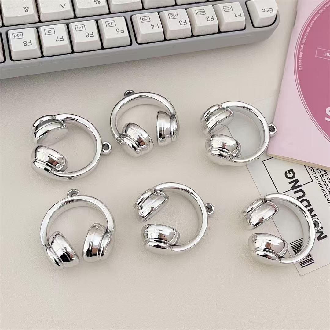 Transparent Color-Plated Laser Cut Earphone Holder Necklace Bag Clip DIY Jewelry Making Materials Accessories