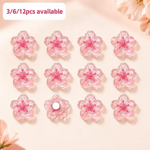 Cherry Blossom Shaped Fridge Magnet, 3/6/12 Counts Cute Decorative for Office Whiteboard, Locker, Dishwasher, Kitchen and Home Decoration Magnetic Item