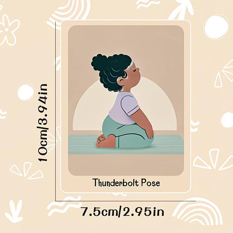 24 Yoga Pose Cards, Fun Cartoon Yoga Flashcards, Rounded Corners, Colorful Print, Ideal for Yoga Classes, Home Education, School