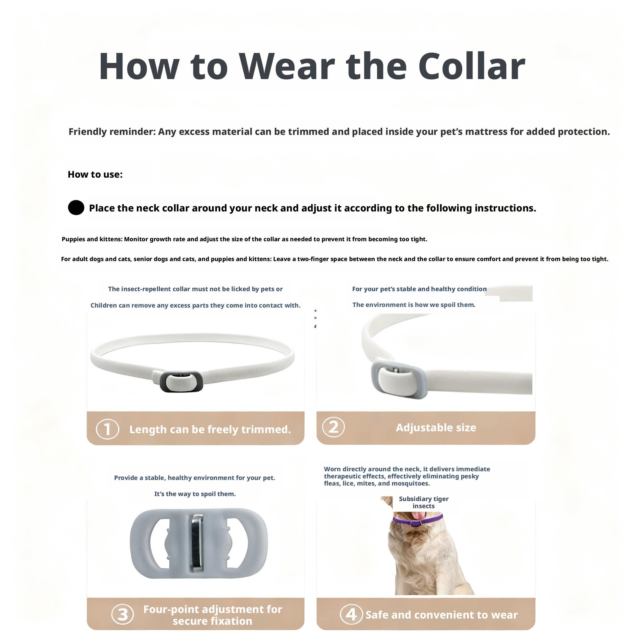 Pet Flea & Tick Collar, Mosquito Repellent for Cats & Dogs, Essential Oil Infused, Natural Pest Control, Comfortable Wear