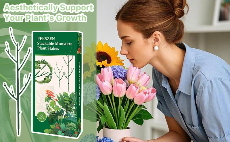 6 Pack of Stackable Monstera Plant Support - Garden Stakes for Indoor and Outdoor Plants, Great for Climbing, Potted Pothos and Philodendron