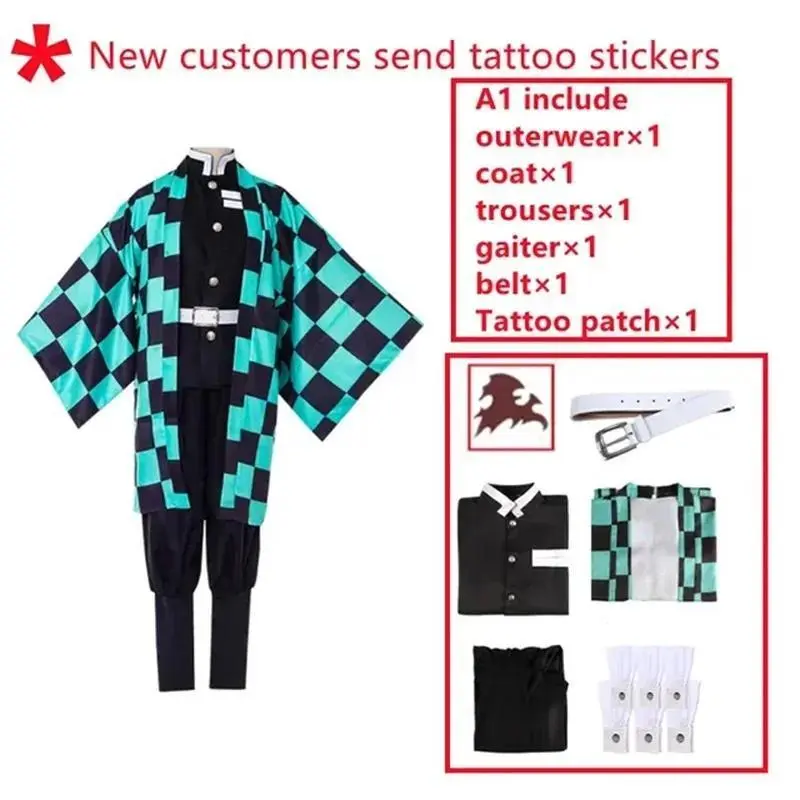 Anime Kamado Tanjirou Cosplay Kostuum Demon Moordenaar Halloween Cosplay Kostuum Voor Kinderen Voor Volwassen Geschenken