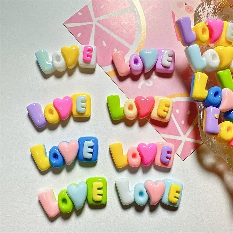 Letter Love Cream Resin Mini Toy, Micro Landscape Decor, Garden Ornament, Dollhouse Decoration, Mini Car Decor, Magical Happy Toy