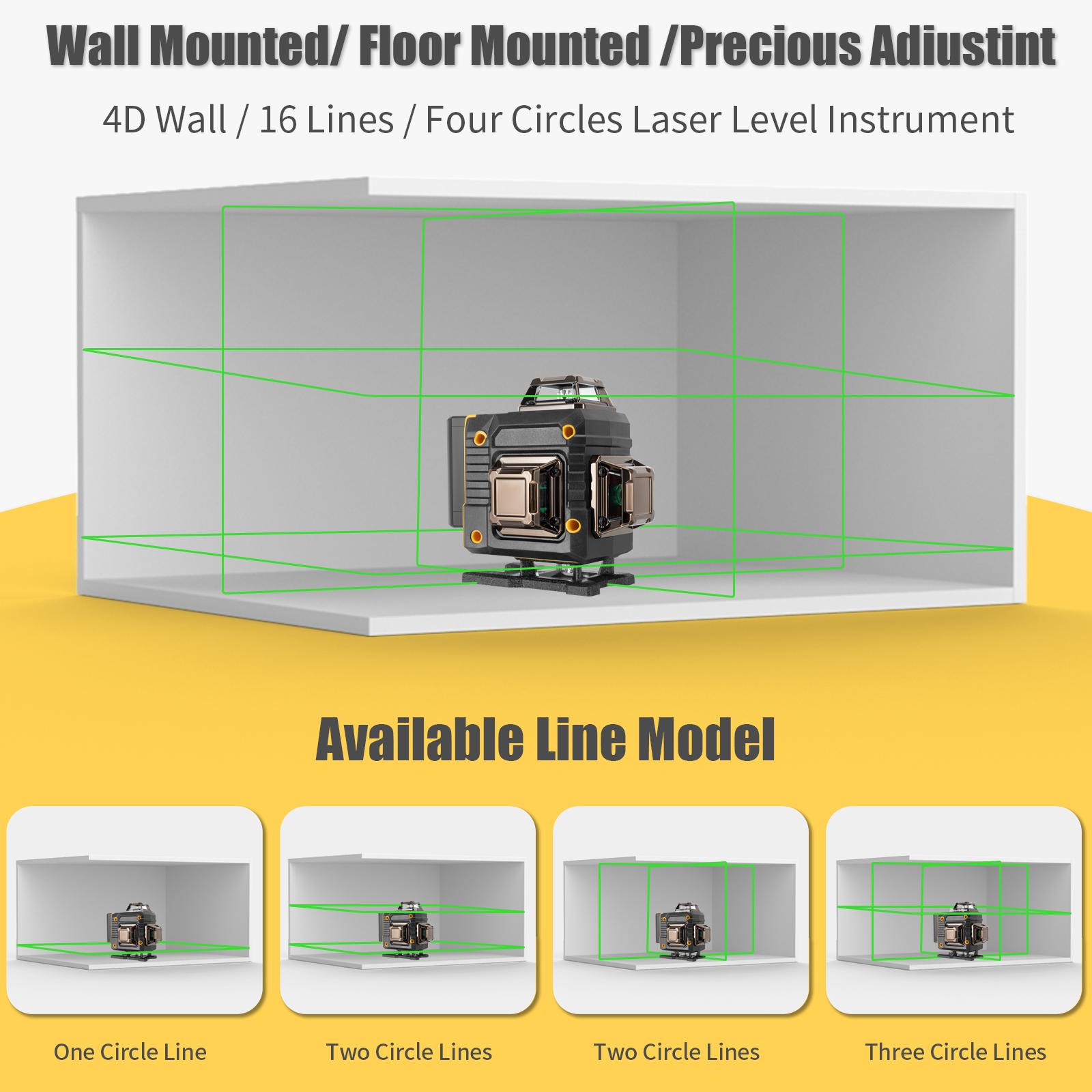 GZG 1 Set of 16 Lines of Laser Level Kits with Digital Display, Remote Control & USB Charging, Ideal for Home Renovation & Woodworking Gifts