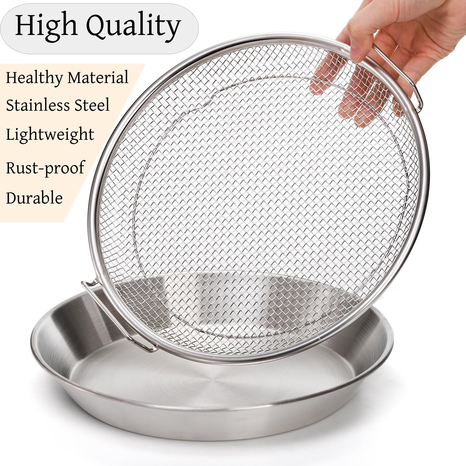 Stainless Steel 2-Piece Oil Filter Bracket + Tray Kitchen Accessory Set - Reusable Grill Sieves and Colanders for Oil Filtration, Barbecuing, Grilling - Ideal for Barbecue Enthusiasts