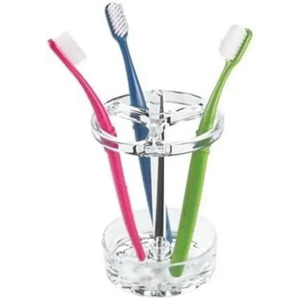 iDesign Clear Toothbrush Holder, Fits Normal to Large Toothbrushes, Spin Brushes & Holds Toothpaste