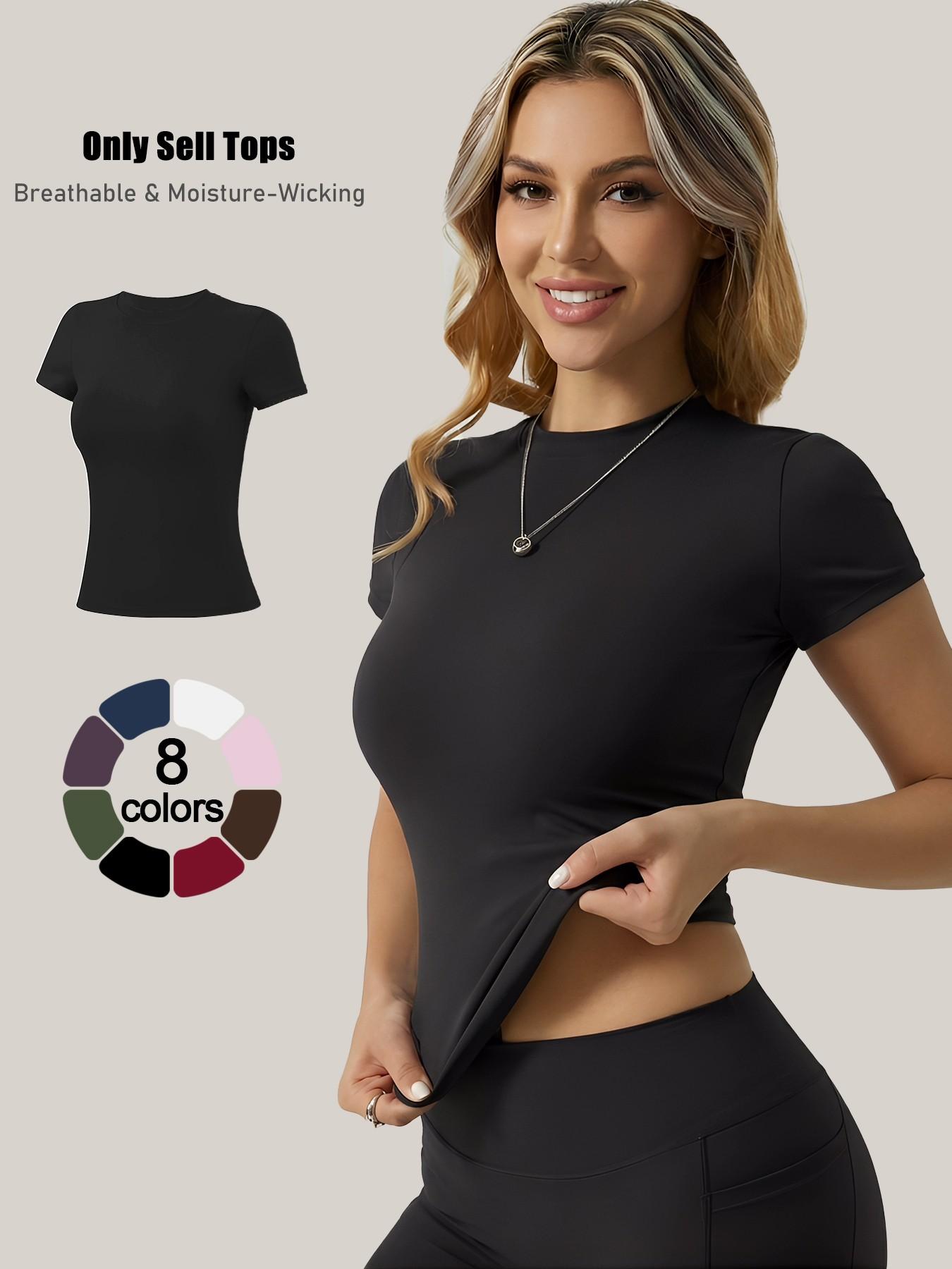Women's Short Sleeve Workout Tops - High-Elasticity Slim-Fit Yoga Tee, Breathable Quick-Dry Fitness Shirt for Gym, Running Training & Casual Daily Wear