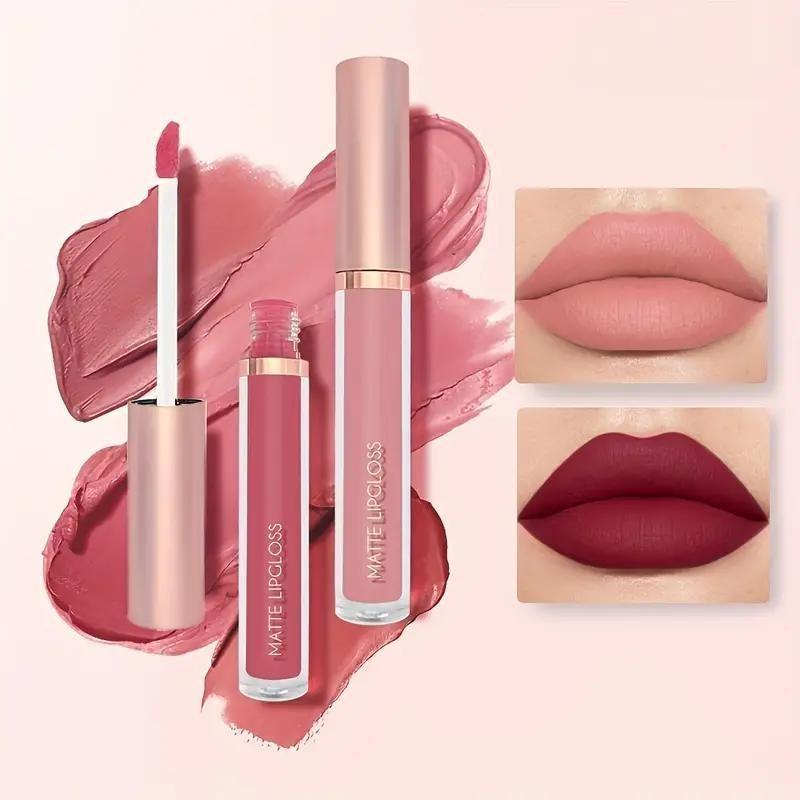 6-Piece Matte Lip Gloss Set, Includes Matte Glaze and Milk Tea Color, Non-Sticky Matte Lip Gloss, Perfect Mother's Day Gift