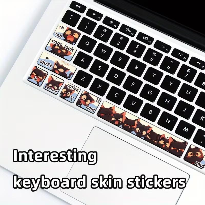 Cute Cartoon Cat Keyboard Sticker for Macbook Air, Matte Finish, Self-Adhesive PVC, Easy to Apply and Remove, Personalize Your Laptop