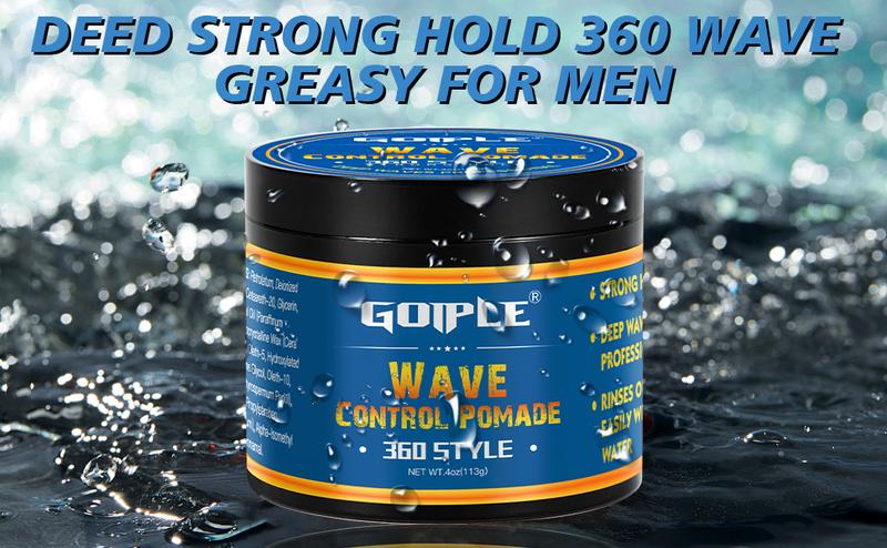 Natural Wave Pomade for Black Men - 360 Waves Hair Cream with Strong Hold, Easy Wash, and Hydrating Formula for Defined Waves Curls Haircare Moisture