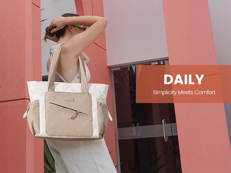 【Valentine's Day Gift】LOVEVOOK Laptop Tote Bag for Women, Large Quilted Puffer Tote bag with Four Cup Holders, Work and Travel Shoulder Bag, Lightweight Puffy bag, Nurse Handbag TikTokShopJumpstartSale