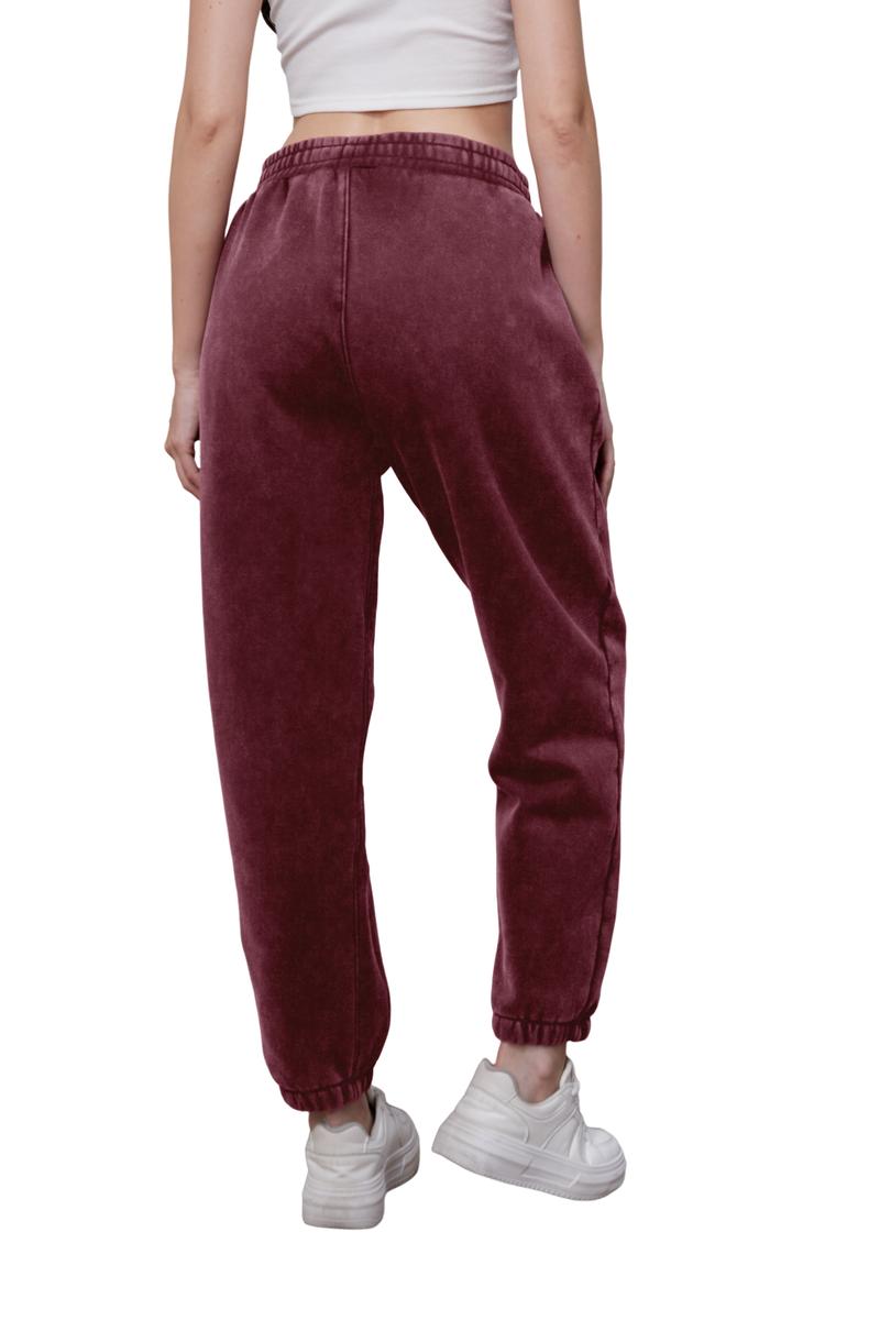 Faiable UNISEX Acid Wash Fleece Lined Cuffed Joggers Cozy and Stylish with Elastic Waistband and Convenient Pockets Perfect for Everyday Wear