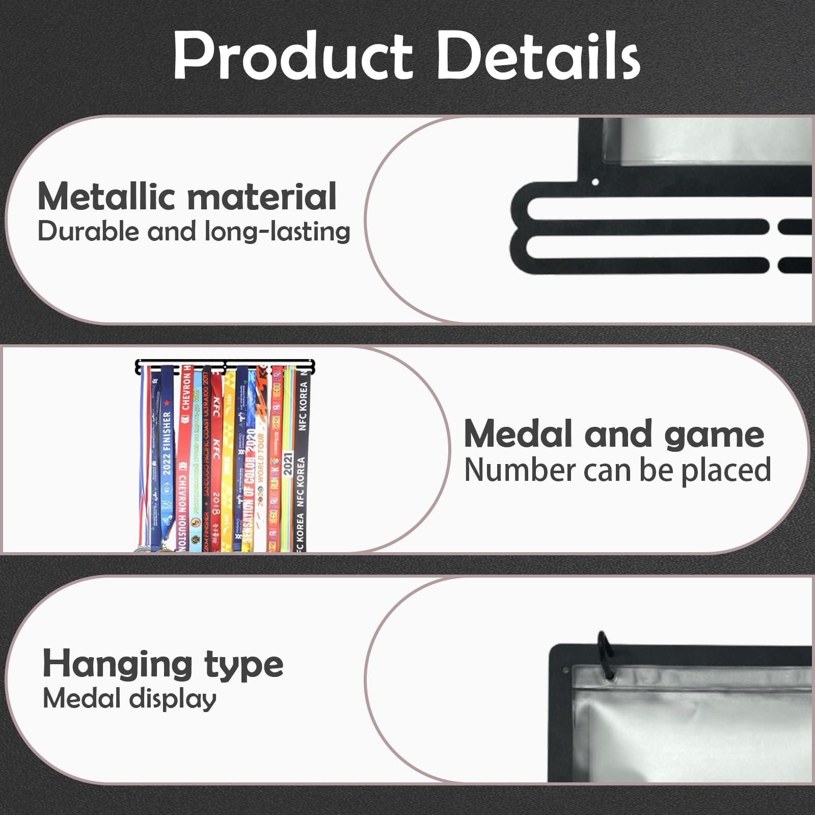 Metal Wall-Mounted Iron Medal Hook Display Stand, Square Rack with Number Plate Holder, Wall Decor, Award Hanger, Home Decoration