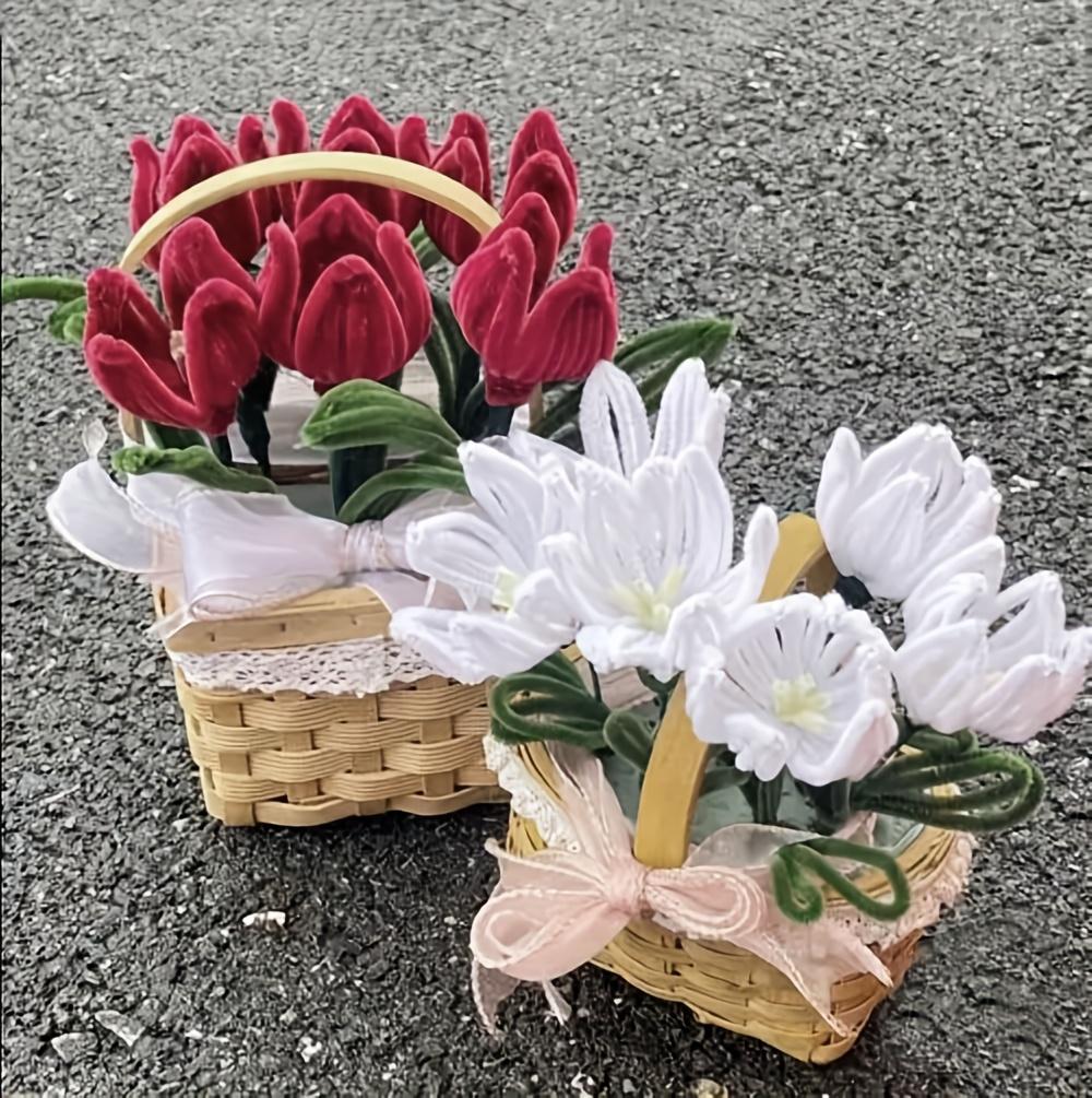 100PCS Felt Stick Handmade Material, Accompanied By Video Tutorials And Flower Buds, Used For DIY Art And Creative Crafts Party Decoration, Art Projects, Handmade Decoration, Decorative Stems, Craft Supplies