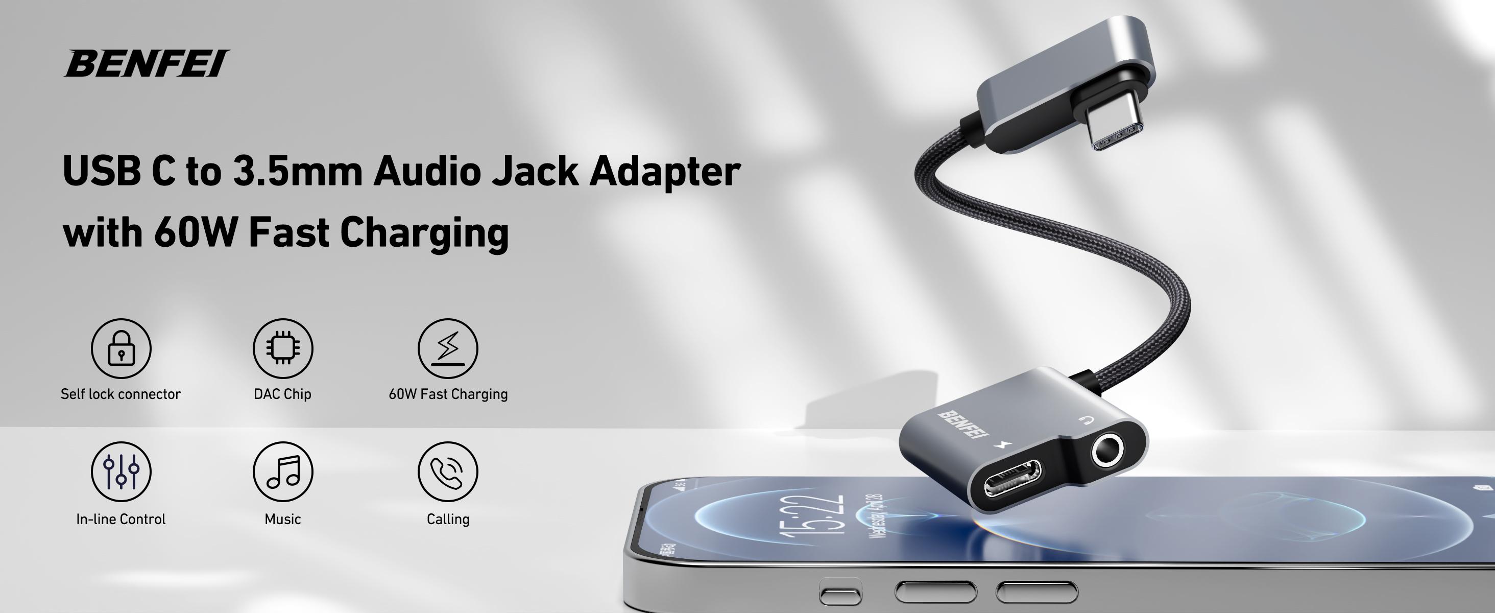 BENFEI USB C to Audio Jack Adapter with 60W Fast Charging, USB-C to 3.5mm Female Headphone Compatible with iPhone 15 Pro Max/15 Pro/15, Samsung Galaxy S24/S23/S22/S21 Ultra, iPad Pro, Pixel 8 Grey BENFEI USB C to Audio Jack Adapter with 60W Fast Charging, USB-C to 3.5mm Female Headphone Compatible with iPhone 15 Pro Max/15 Pro/15, Samsung Galaxy S24/S23/S22/S21 Ultra, iPad Pro, Pixel 8 Grey