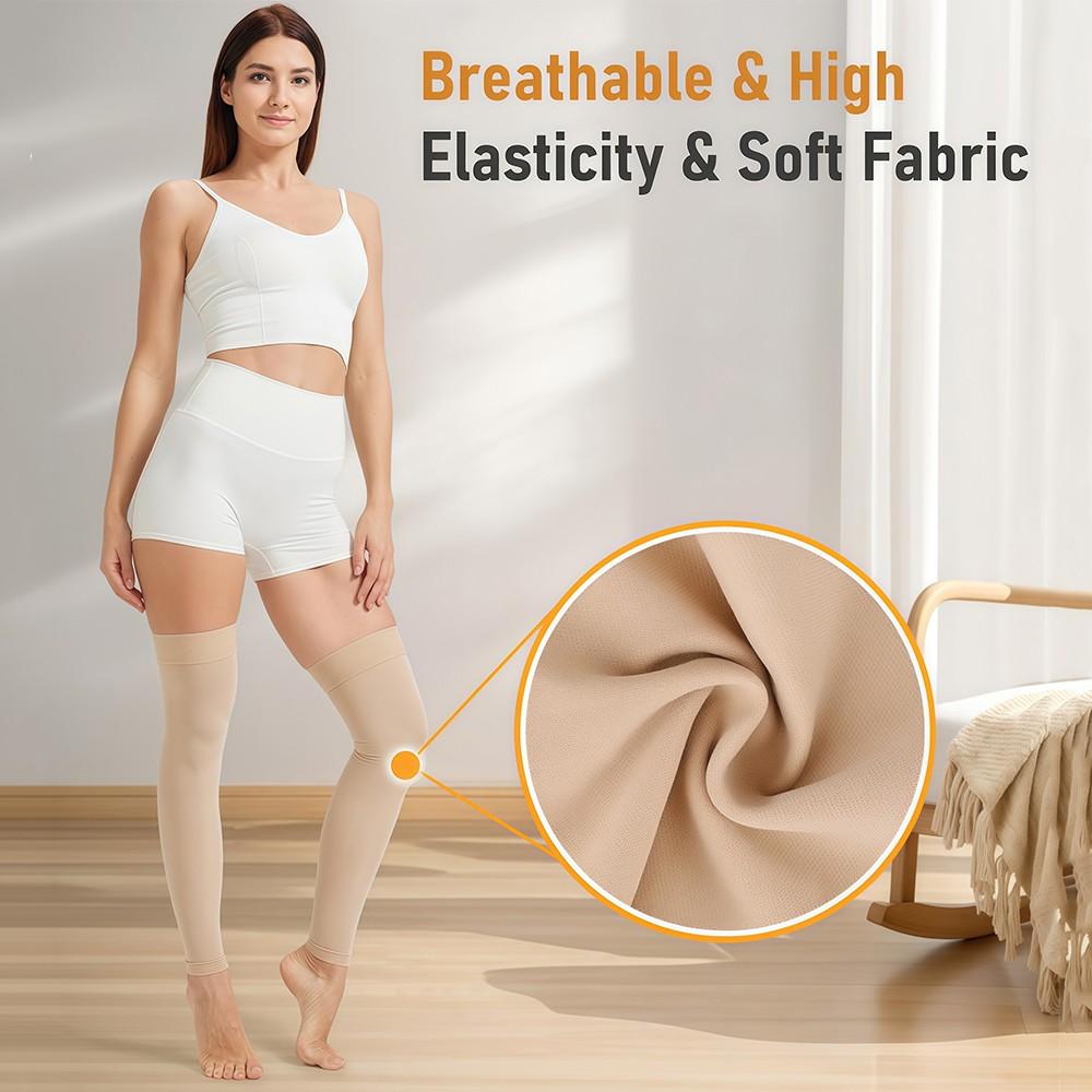 1 Pair Thigh High Compression Stockings, Firm Support 20-30 mmHg Gradient Compression Support