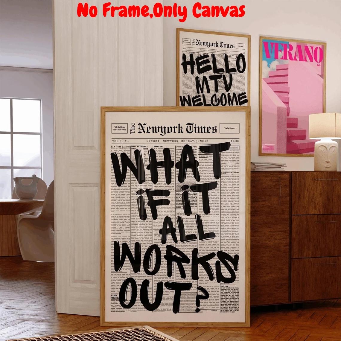 What If It All Works Out Print, Quote Prints, No Frame, Wall Art, Positive Affirmation Wall Decor, Modern Wall Poster, Wall Art for Home Living Room Bedroom, Ornaments