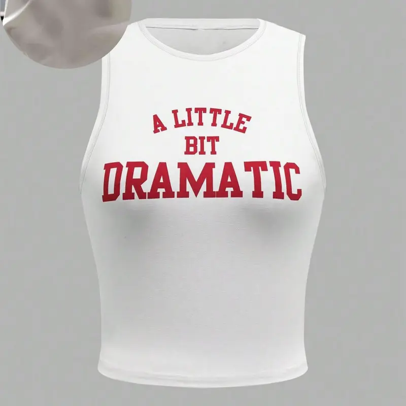 Women's Casual Sleeveless Knit Letter Print Vest Tops, Fashion Summer Round Neck Tank, Perfect Everyday Wear