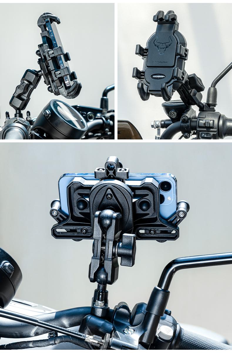 ROCKBROS Motorcycle Bike Phone Mount with Vibration Dampener for 4.7''-7.1'' Phones, Universal Motorcycle Handlebar Mount Phone Holder