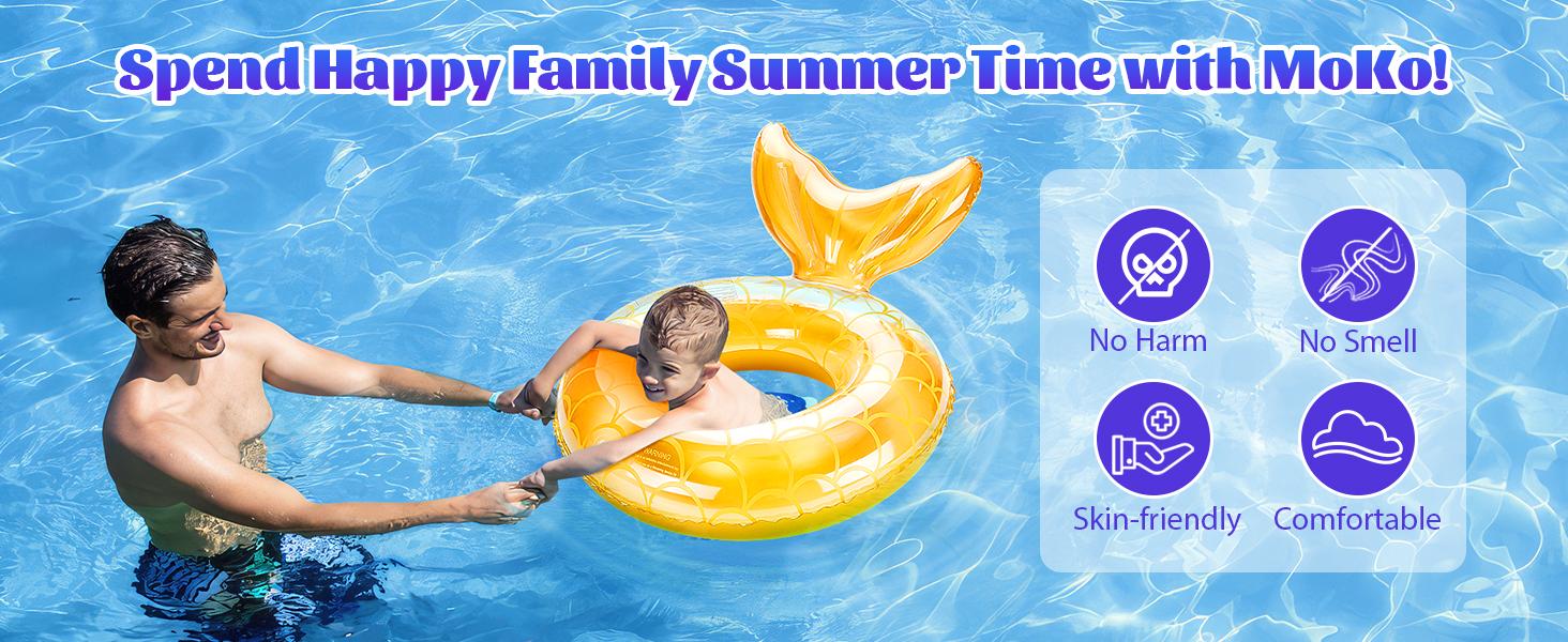 MoKo Inflatable Swimming Ring for kids, Cute Pool Float Tube Decorations Swim Tubes Outdoor Pool Beach Water Floats Party Supplies Floaties