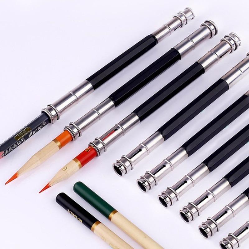 Adjustable Metal Pencil Extender Rod, Suitable for Artists, School, Office, Sketching, Art Creation, Writing, Dual Head Adjustable