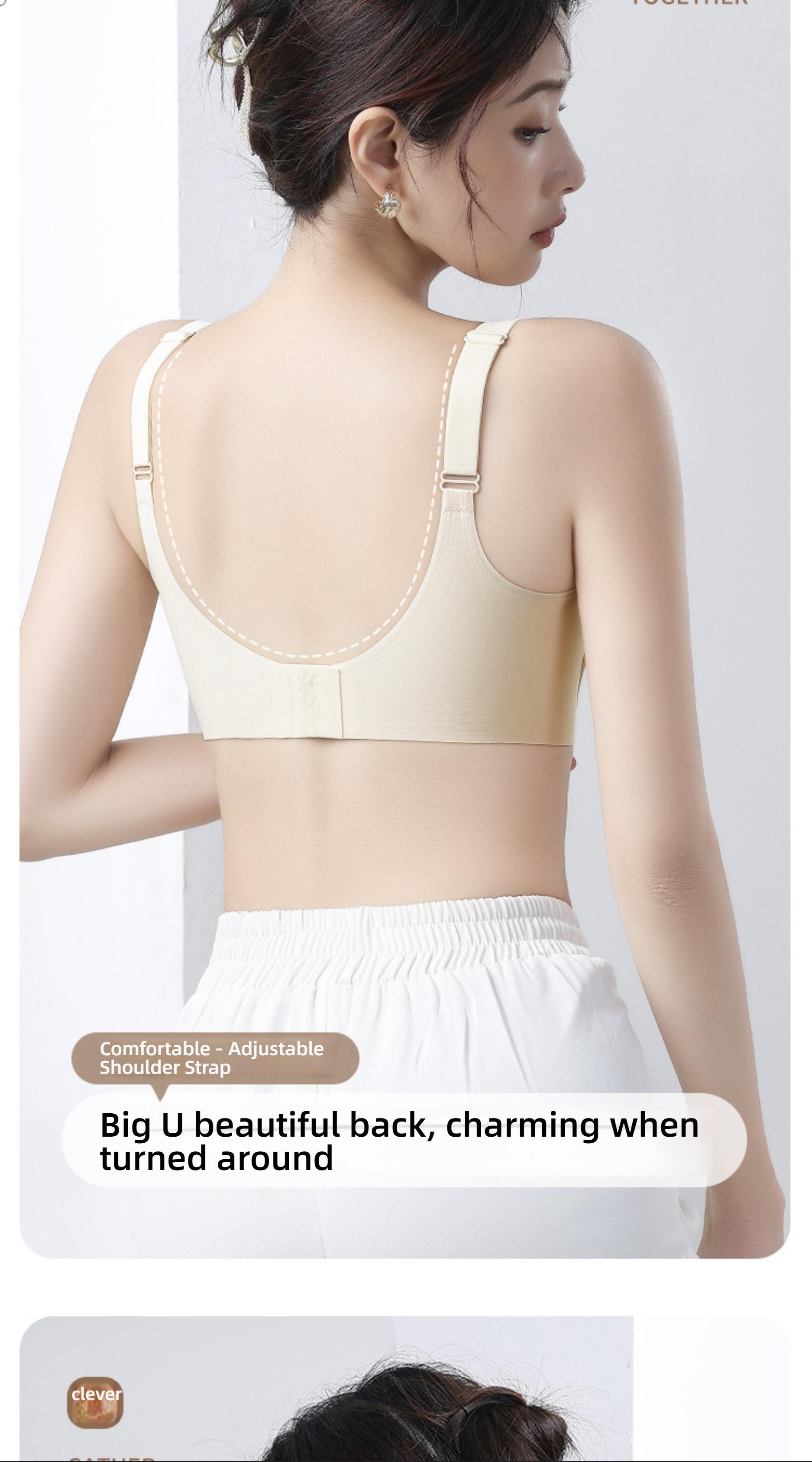 Fixed Cup Lift Push-Up Bra, Anti-Sag No Underwire Gathered Breast Support, Seamless Adjustable Backless Tube Top Lingerie