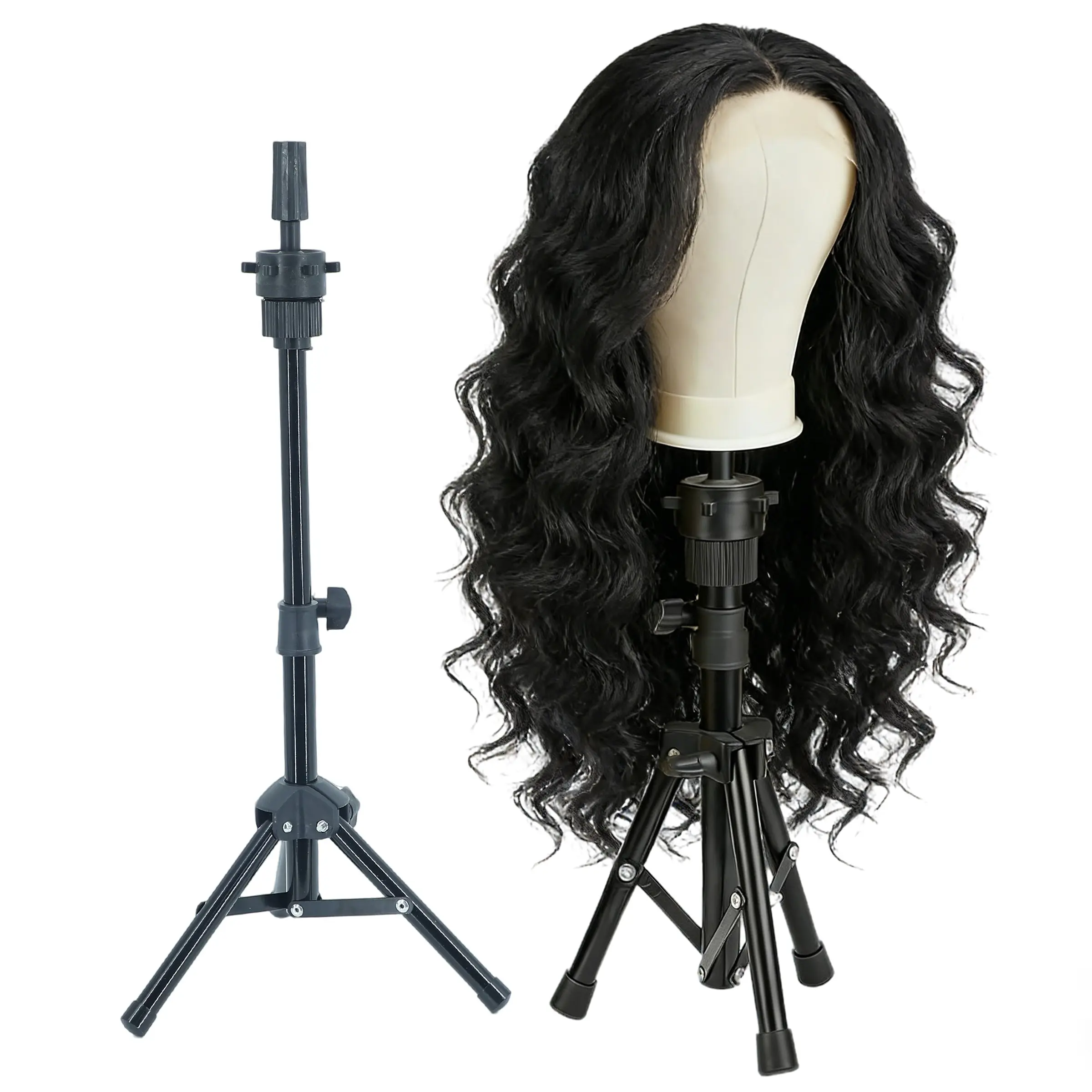 Wigs Display Stand, Doll Head Stand for Hairdressers, Training Head Stand, Mannequin Head with Carrying Bag