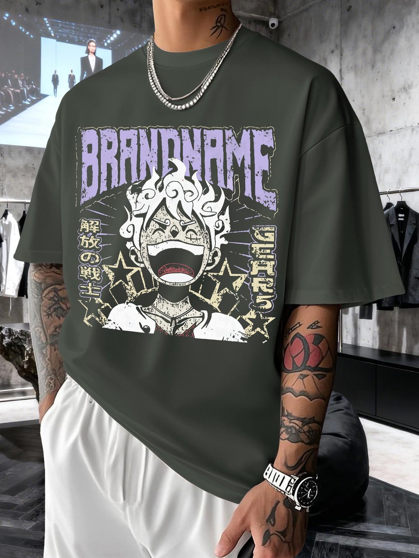 Men's Retro Anime Print T-Shirt, Casual Short Sleeve Top, Comfortable Round Neck, Slim Fit, Spring Summer Fashion, Streetwear Style