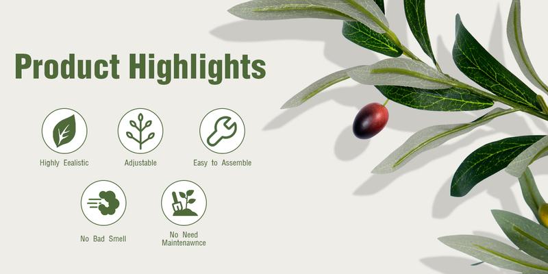 Lifelike Artificial Olive 5.25/6/7FT Tree Decorative Fake Plant Indoor Tall Plant Realistic Shape Multiple Branches and Leaves Suitable for Home Office