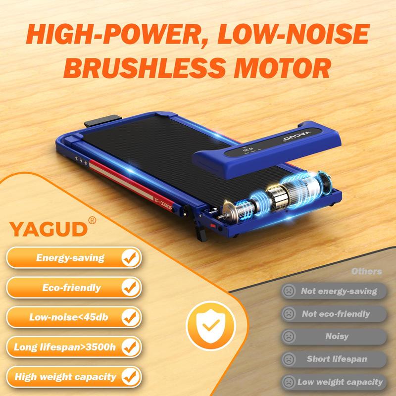 Walking Pad with Handle Bar, Duty Walking/Jogging Exercise Treadmill - Home Gym Workout Equipment - Foldable Under Desk Design