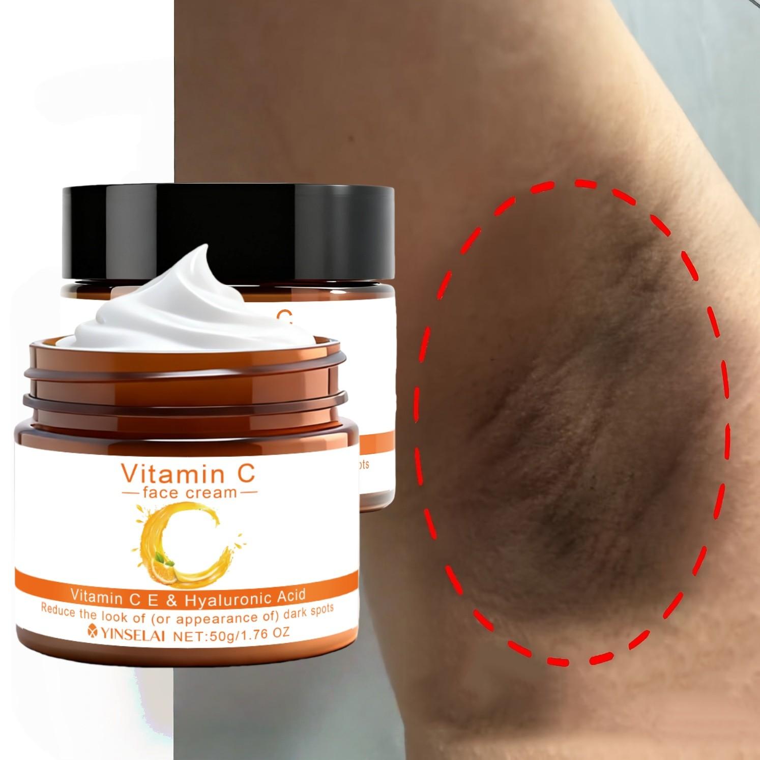 50g Vitamin C Cream, 3-Day Care, 2-Minute Absorption, Moisturizing Lotion for Underarms, Knees, Bikini Line, Neck, Collagen, Hyaluronic Acid, Niacinamide