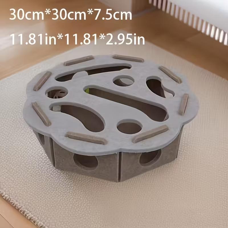 Interactive Cat Scratching Toy with Paw Print, Puzzle Box & Heavy-Duty Scratching Posts, No Battery Needed, Indoor Activity Center