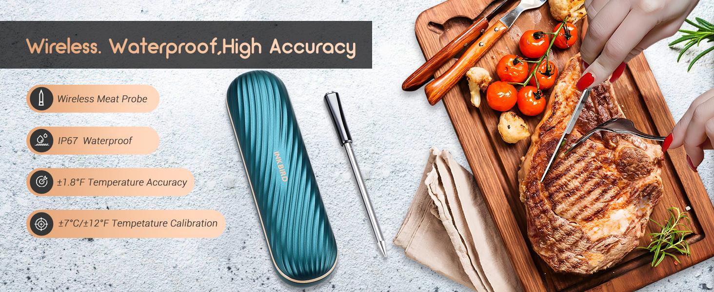 INBKIRD Meat Temperature Gauge, 1 Bluetooth Barbecue Temperature Gauge, Supports Temperature Alarm, Suitable for Barbecue, Home, Kitchen Tools TikTokShopBlackFriday Food Thermometer Stainless Steel Grill