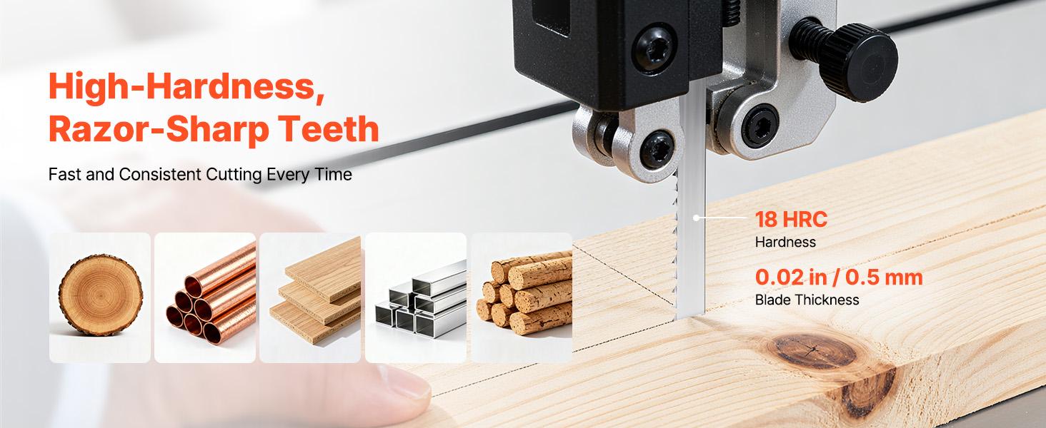 VEVOR Bandsaw Blade, 72 Inch Length, 4 TPI Band Saw Blade with 18 HRC Hardened Sharp Teeth, SK5 High-Strength Carbon Steel, 0.5 Inch Width, Replacement for Major Woodworking Band Saw Brands, 1 Pack