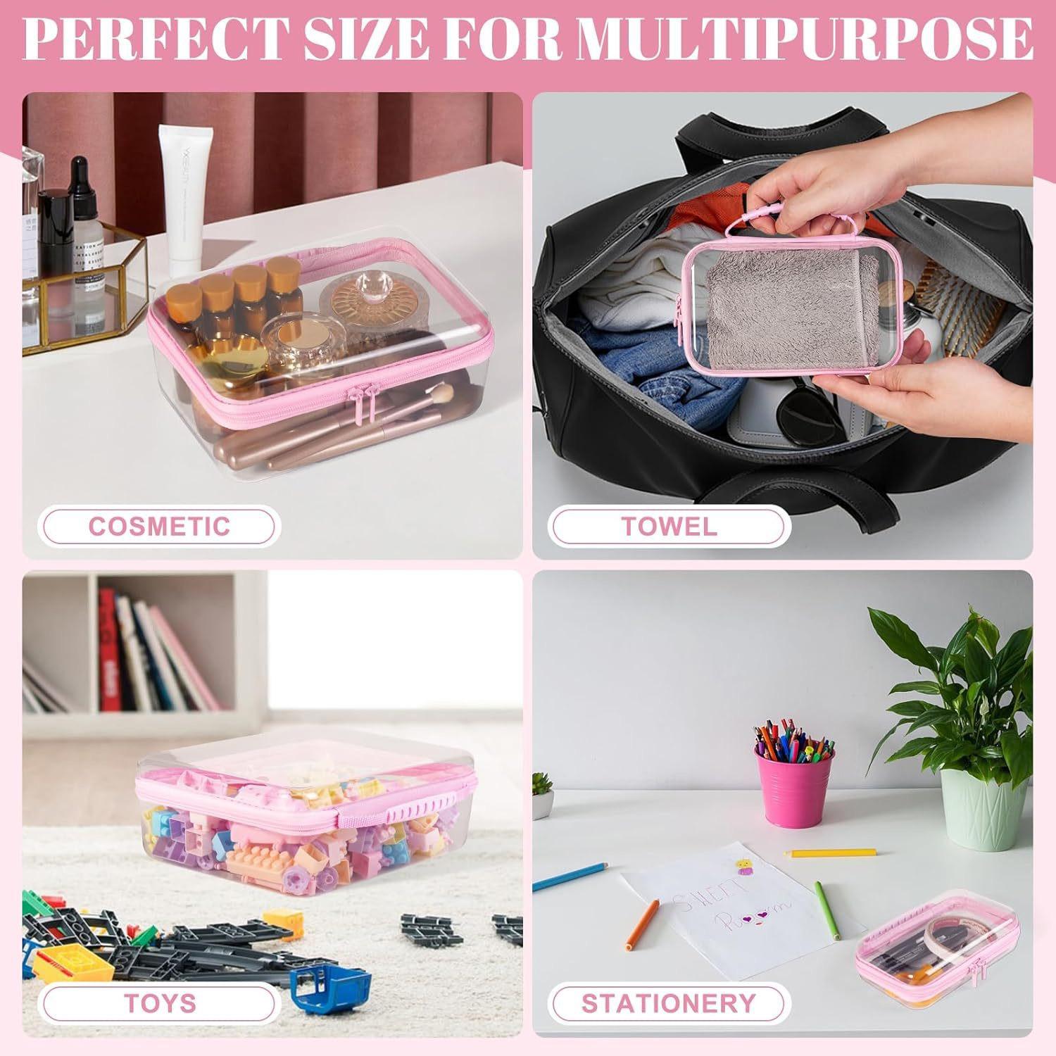 Clear Hard Shell Zipper Storage Box Set, 1/2/3 Counts/Set Large Capacity, Portable Storage Organizer, Home Organizer Storage, for Skincare, Makeup Clothes, Multiple colors available