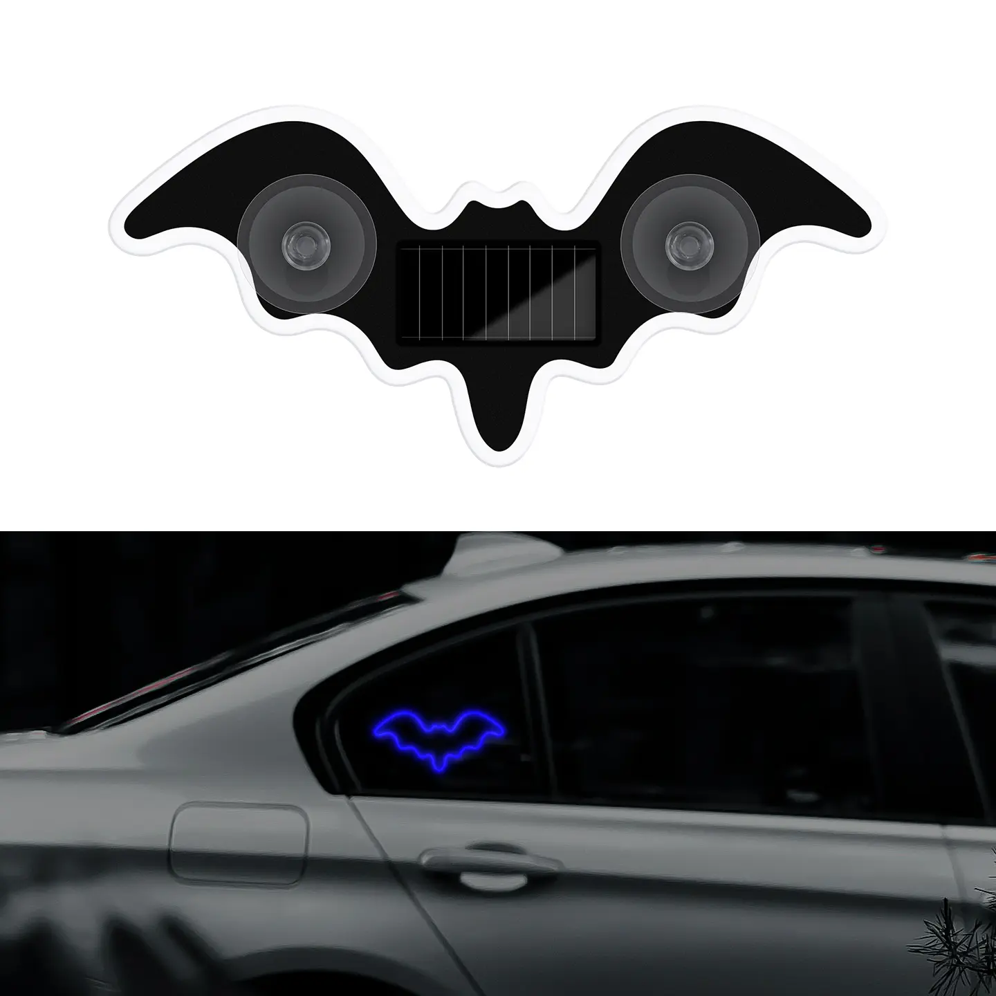Solar powered Colorful Bat Light Car Atmosphere Light Wireless Decoration LED Warning Light Devil Bat Car Interior Decoration Car Decorative Light