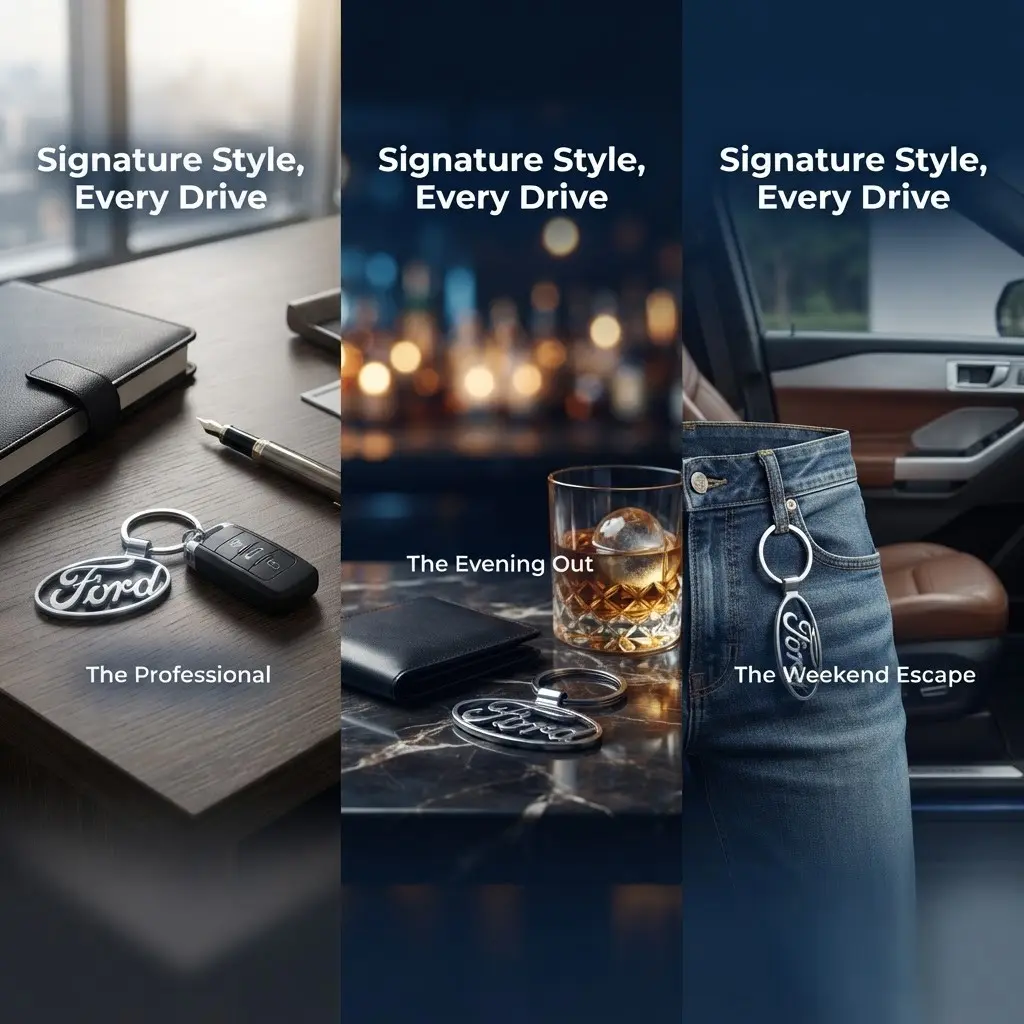 1 Piece Hollow Metal Car Logo Keychain, Auto Key Ring Pendant, Portable Key Holder Compatible with  F-150 Mustang Explorer Escape Edge Bronco