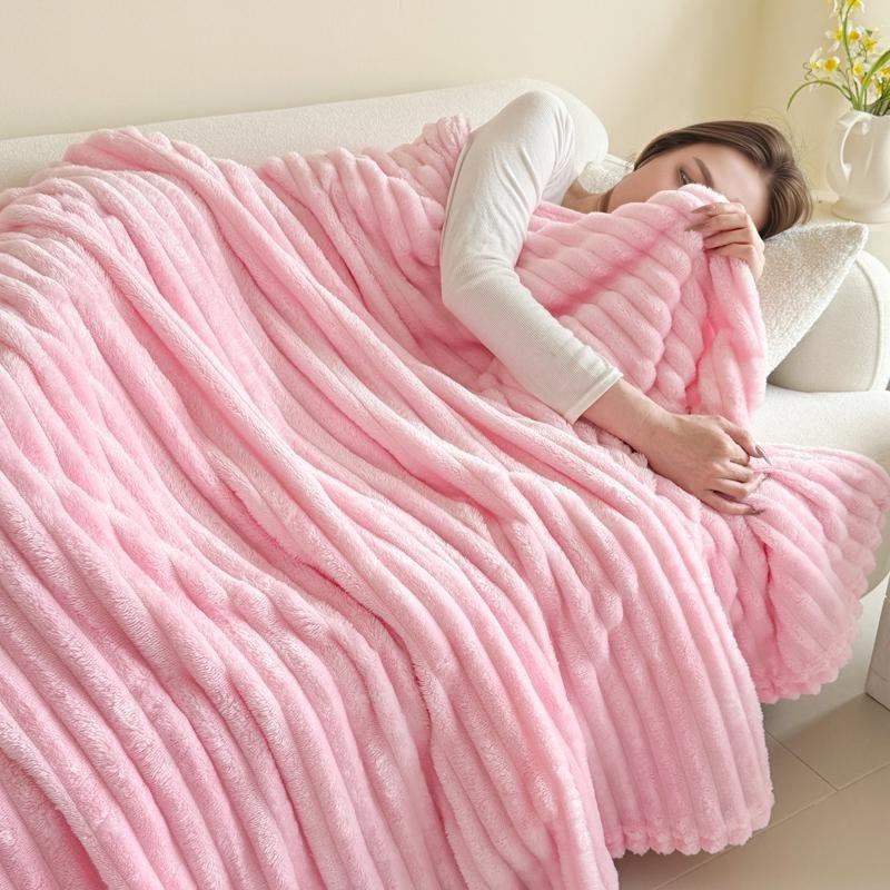 Solid Color Flannel Blanket, Soft Comfortable Throw Blanket, Soft Lightweight Blanket, Air-conditioned Room Blanket, Warm Nap Blanket for Home Office Travel,Christmas Gifts For GF