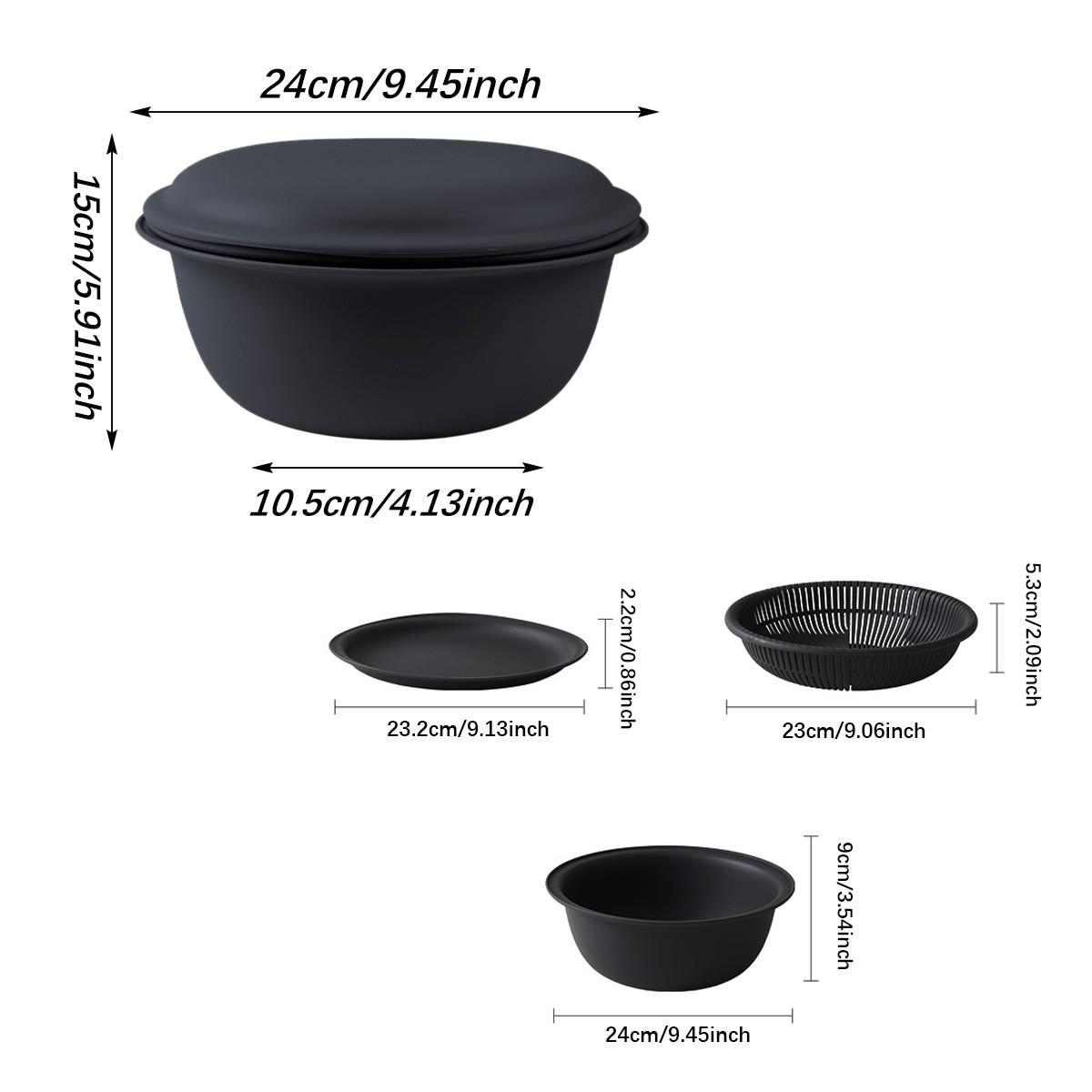 Microwave Compatible Three-Tier Kitchen Water Filter Basket, Professional Vegetable Fruit Washer, Multi-Functional Drain Bowl, Fast Water Filtration