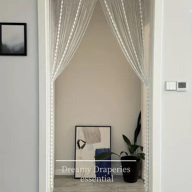 Bohemian Beaded Curtain, 1pc Bohemian Style Beaded Line Curtain, 200cm X 100cm, All-Season Fabric, Fluffy Lantern Ball Design, Interior Decoration Accessories