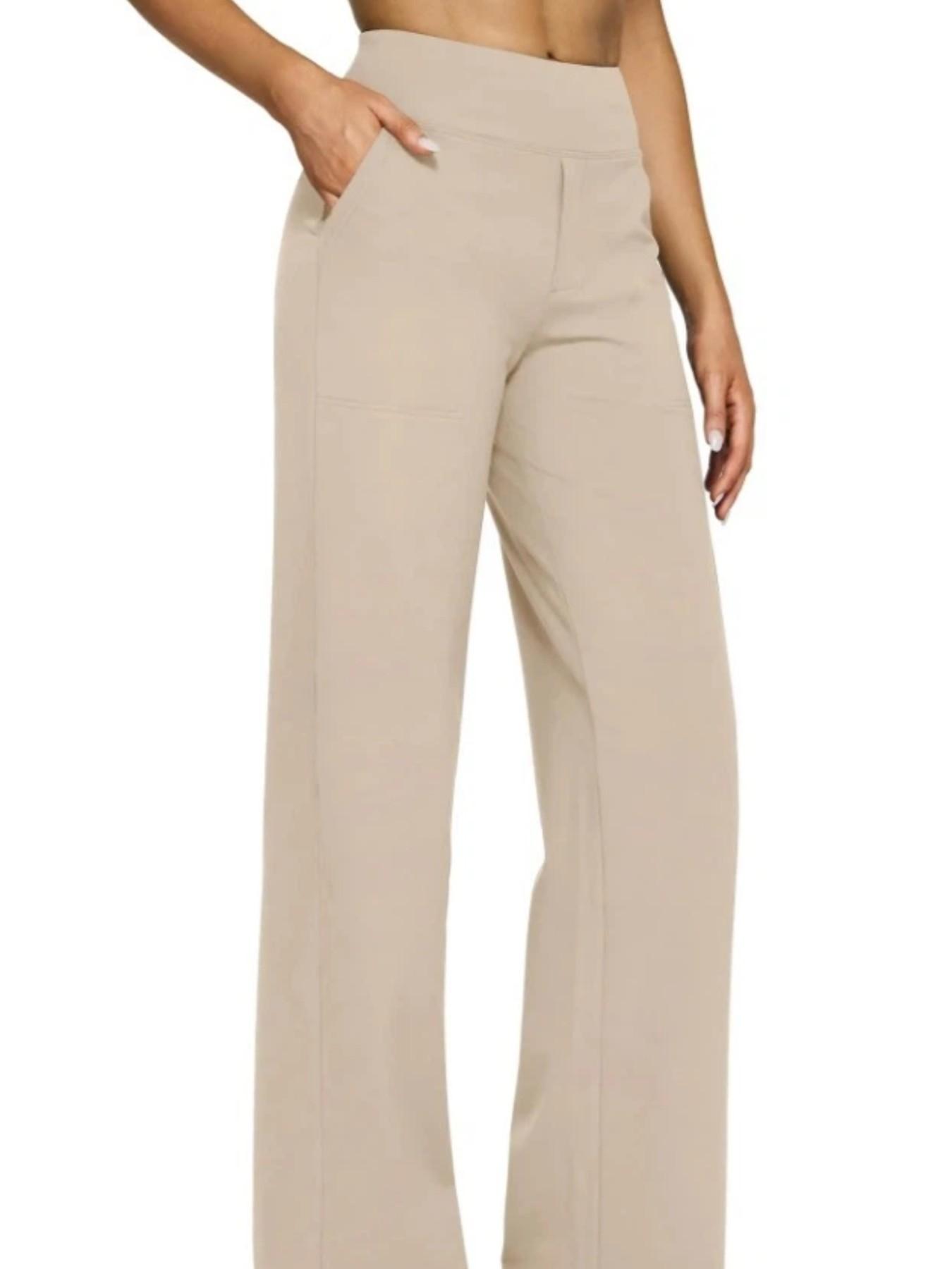 2026 Loose High-Waist Business Casual Pants Yoga Pants Women Wide Leg Pants with Pockets Comfortable Everyday Athletic Sweatpants Knit