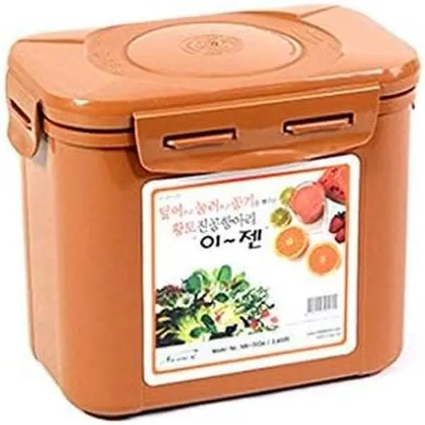 Kimchi, Sauerkraut Container Probiotic Fermentation with Inner Vacuum Lid (Earthenware Brown, 0.45 gal/ 1.7L)