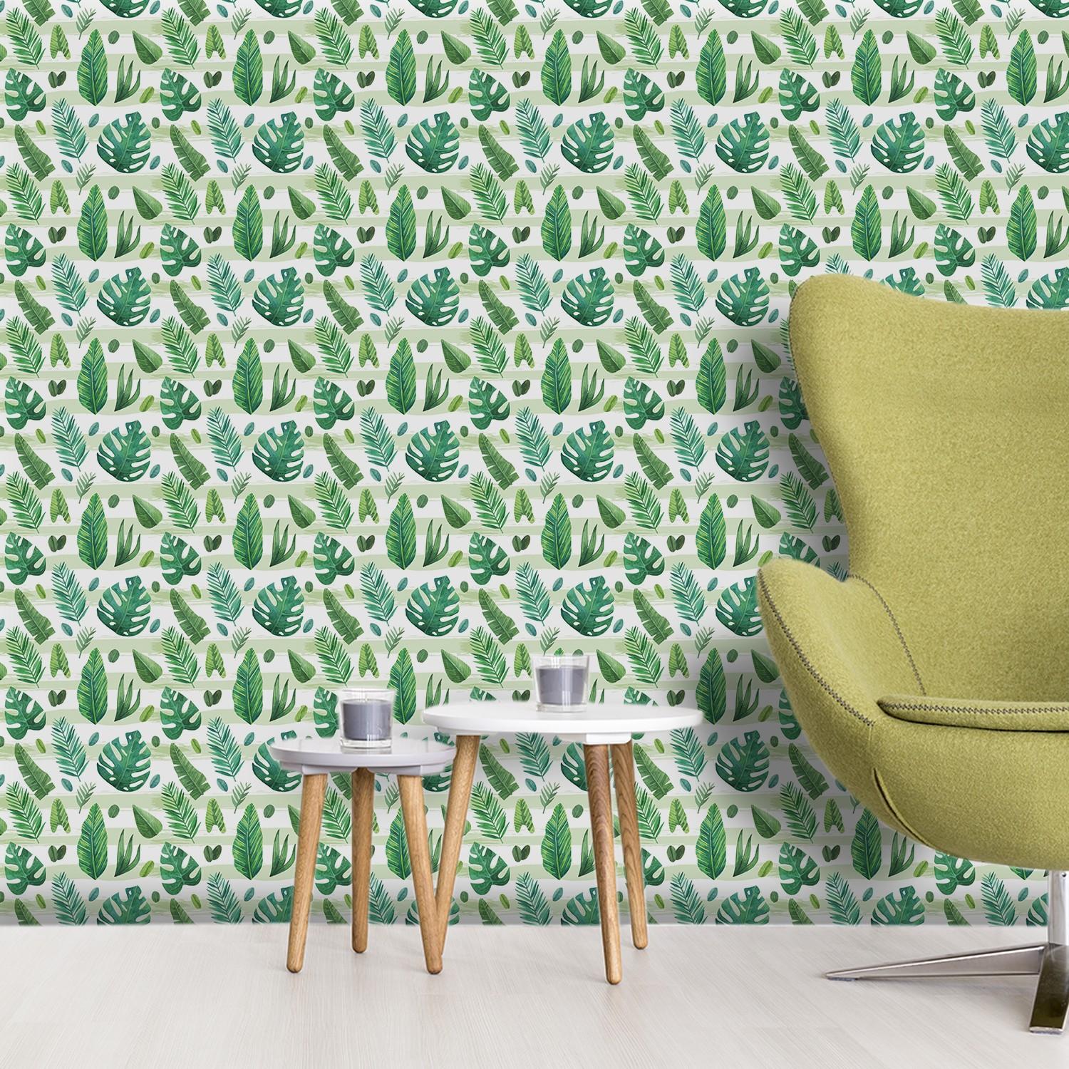 Self Adhesive Plant Wallpaper, Leaf Pattern, Waterproof & Scratch Resistant, Vibrant Design, Tenant Friendly Home Decor