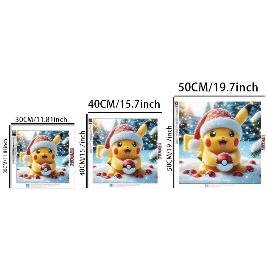 5D DIY Full Drill Round Diamond Painting - Diamond Art Kit Christmas Pikachu Mosaic, Canvas - DIY Decorative Art, Home Wall Decor, Suitable for Halloween and Christmas, Birthday and Anniversary Gifts